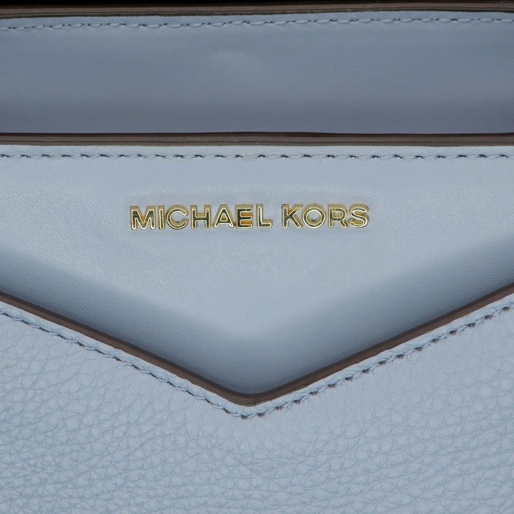 Michael Kors Small Whitney Purse Pebbled Blue Leather Tote Shoulder Bag - Picture 5 of 8